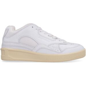 JIL SANDER Low Top Leather Sneakers with Fluffy Trim Women WHITE